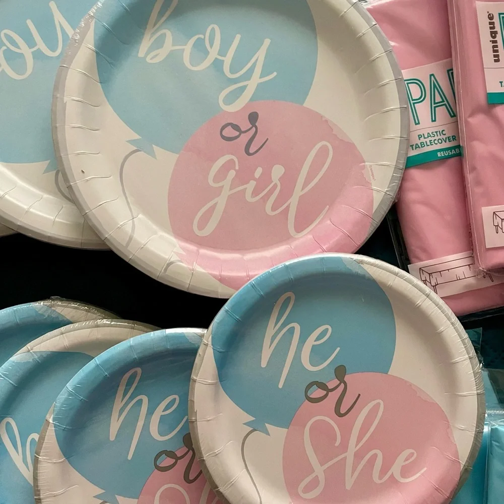 Gender Reveal Party Supplies Set - Pink and Blue